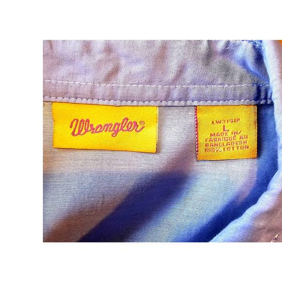 Wrangler Pearl Snap Button Long Sleeve Western Shirt White Stitching, NWOT, Sz L - Picture 7 of 9